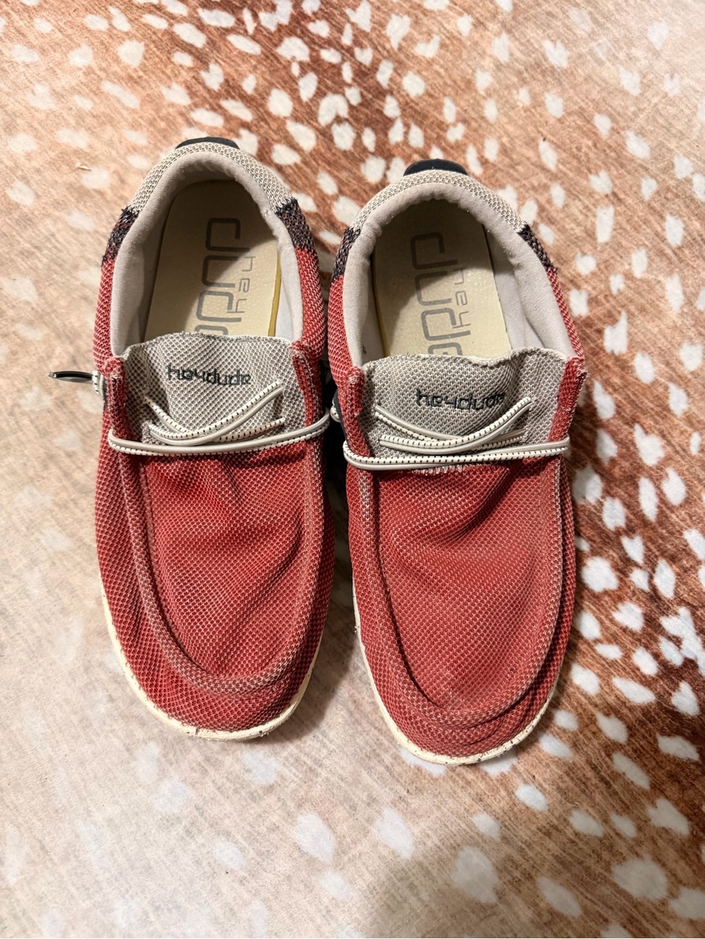 Hey Dude Kids Coral-Red Canvas Slip-On Sneakers